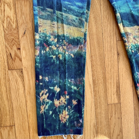 BLANK NYC The Madison Crop, Digital Print, High Waist, Raw Hem Jeans, Sz 25 - Picture 6 of 9